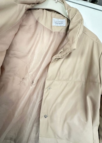 Bej Düğmeli Deri Kadın Ceket - Görsel 2