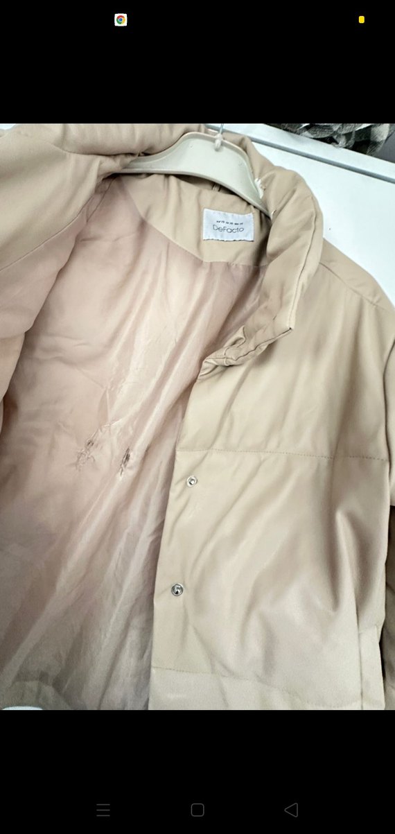 Bej Düğmeli Deri Kadın Ceket - Görsel 2