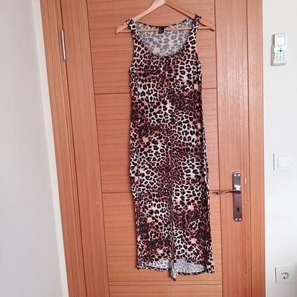 hm bayan leopar desen elbise