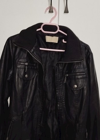 vintage Kemerli Siyah Kadın Deri Ceket - Görsel 3
