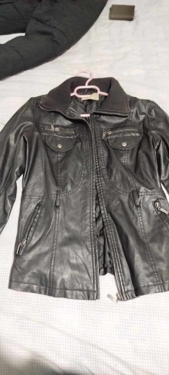 vintage Kemerli Siyah Kadın Deri Ceket - Görsel 2