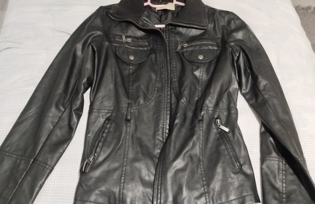 vintage Kemerli Siyah Kadın Deri Ceket - Görsel 4