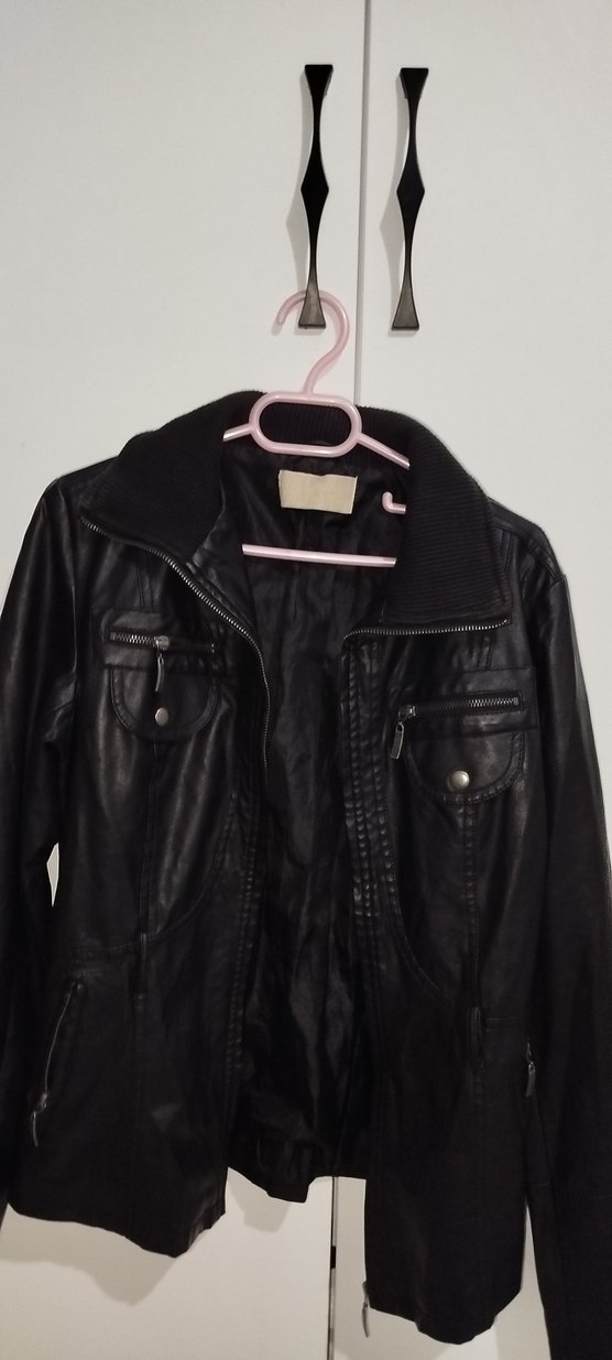 vintage Kemerli Siyah Kadın Deri Ceket - Görsel 3