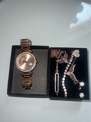 Çiçek sepeti rose gold takı seti - Görsel 5