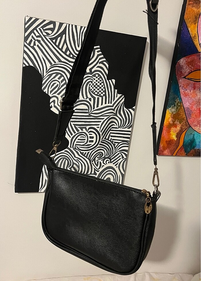 Siyah deri kol çantası - Görsel 2