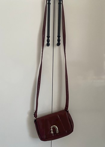 Bordo Deri Tokalı Kadın Çanta