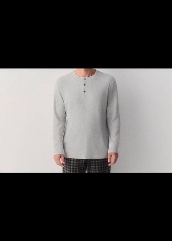 Gri Erkek Düğmeli Regular Fit Tişört - Görsel 2