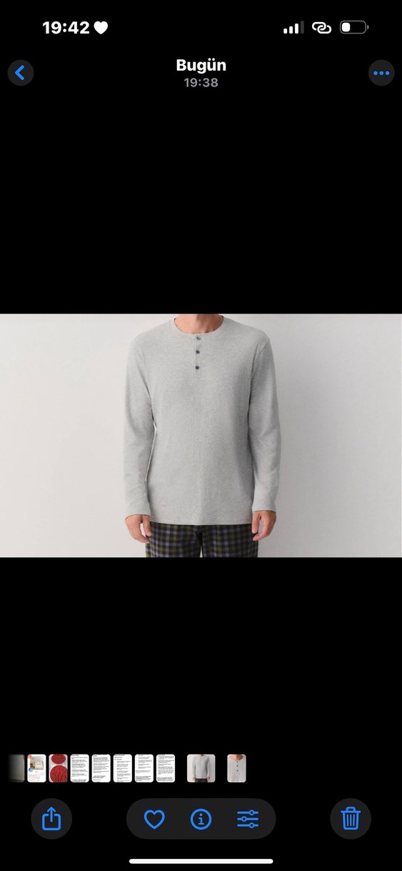 Gri Erkek Düğmeli Regular Fit Tişört - Görsel 2