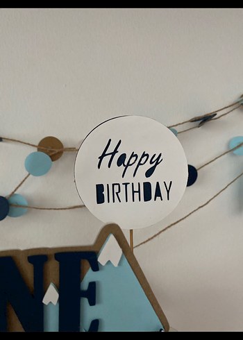 Mavi Dağ Temalı 1. Yaş Doğum Günü Süsü - Görsel 3