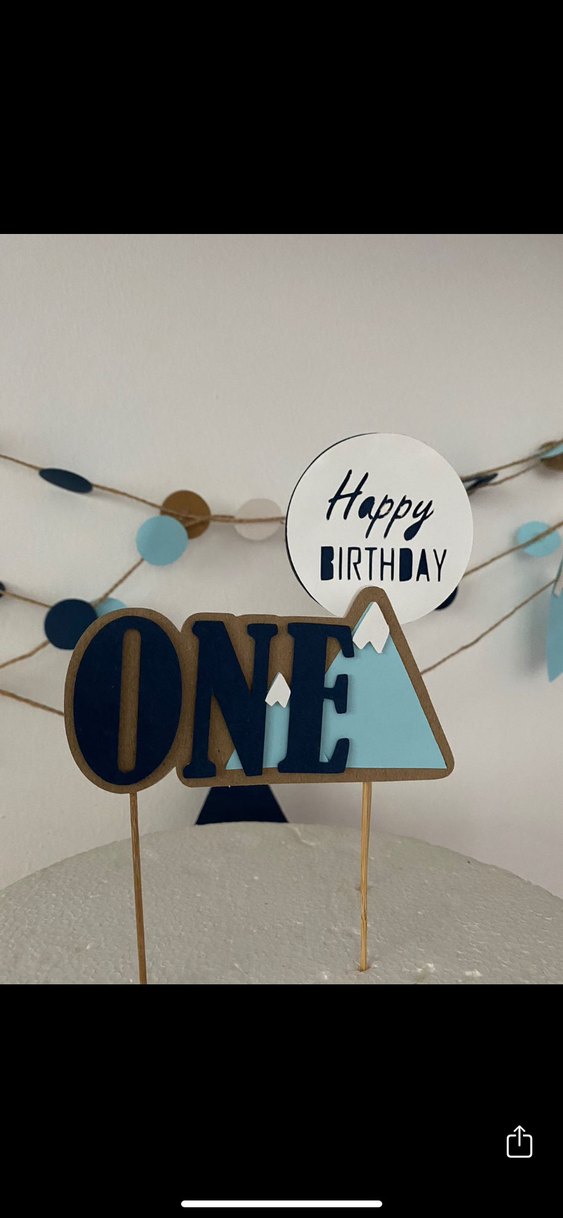 Mavi Dağ Temalı 1. Yaş Doğum Günü Süsü - Görsel 2