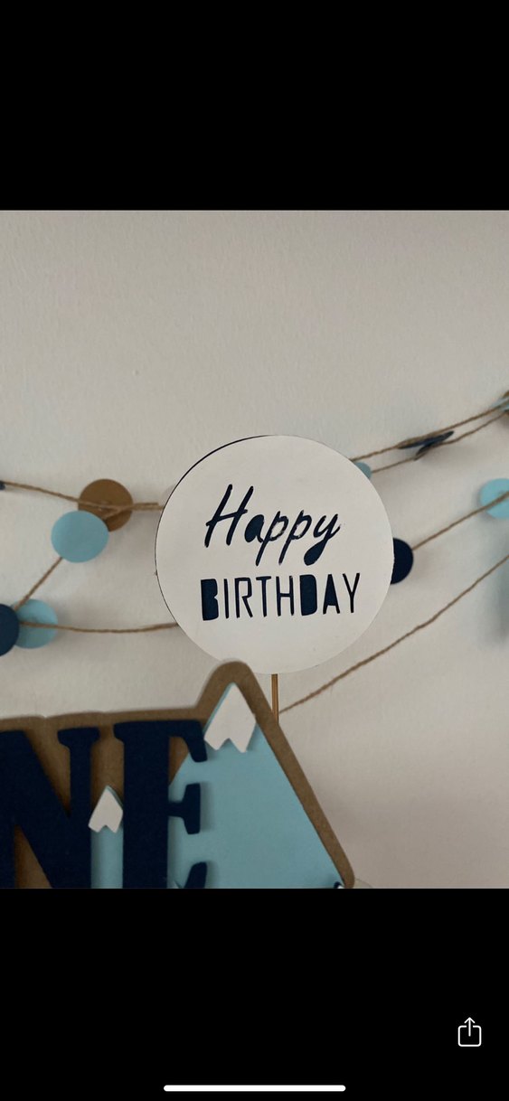 Mavi Dağ Temalı 1. Yaş Doğum Günü Süsü - Görsel 3