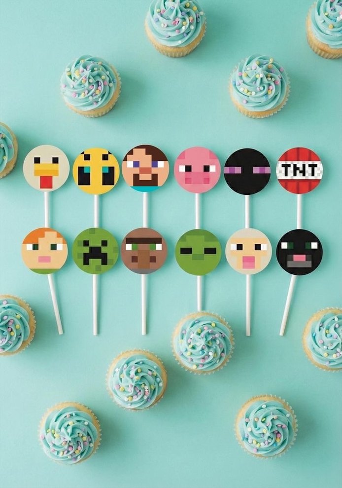 Renkli Minecraft Lego Figür Çubukları pasta süsü - Görsel 2