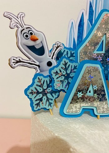 Renkli Mavi Elsa Doğum Günü Pasta Süsü - Görsel 3