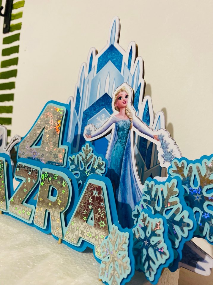 Renkli Mavi Elsa Doğum Günü Pasta Süsü - Görsel 4