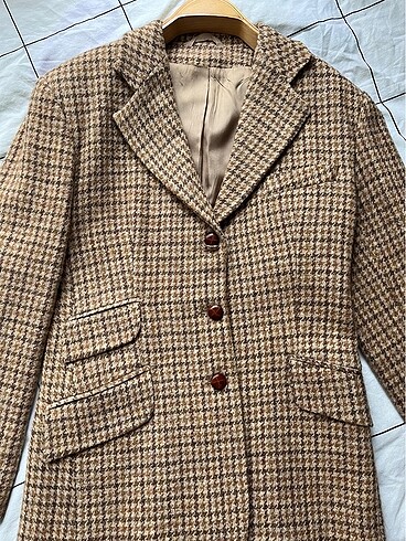 Diğer Yüzde Yüz Yün Vatkalı Ekoseli Blazer