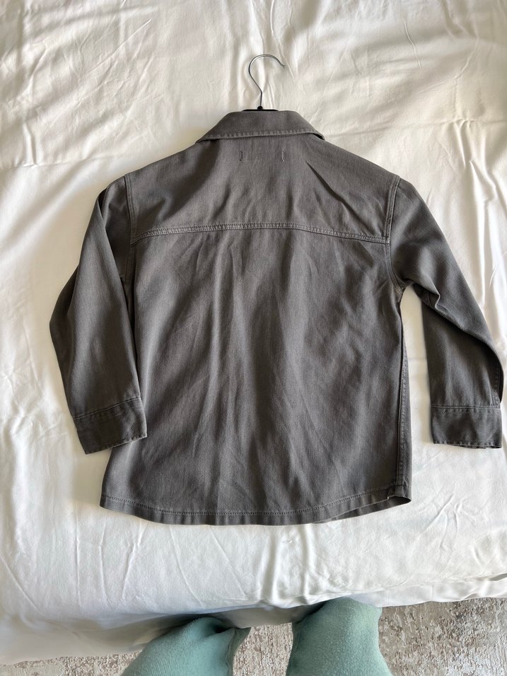 Zara Erkek çocuk Gri Denim Düğmeli Uzun Kollu Gömlek - Görsel 4