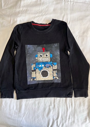Erkek Çocuk Siyah Robot Baskılı Sweatshirt