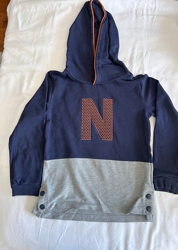 Gri ve Lacivert Kapüşonlu Erkek Sweatshirt