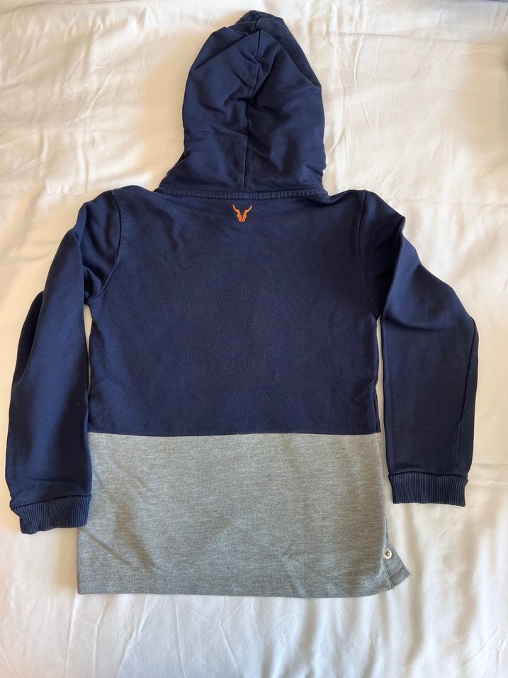 Gri ve Lacivert Kapüşonlu Erkek Sweatshirt - Görsel 2