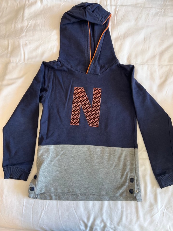 Gri ve Lacivert Kapüşonlu Erkek Sweatshirt - Görsel 5