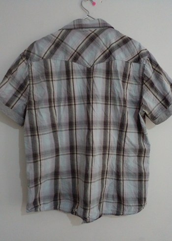 Erkek Kısa Kollu Düğmeli Ekose Gömlek - Görsel 3