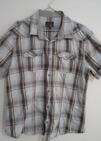 Erkek Kısa Kollu Düğmeli Ekose Gömlek - Görsel 2