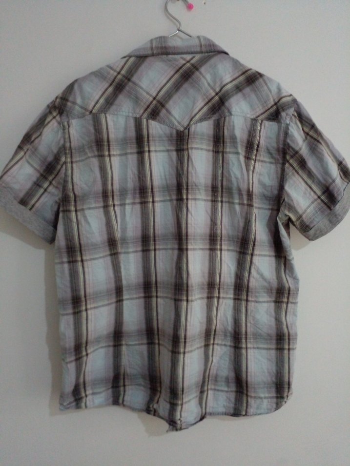 Erkek Kısa Kollu Düğmeli Ekose Gömlek - Görsel 3