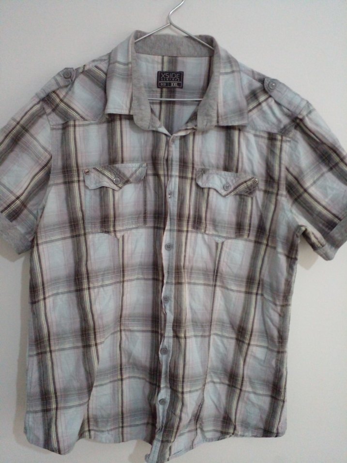 Erkek Kısa Kollu Düğmeli Ekose Gömlek - Görsel 2