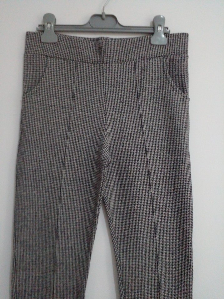 Gri Düğmeli Kadın Kumaş Pantolon - Görsel 2