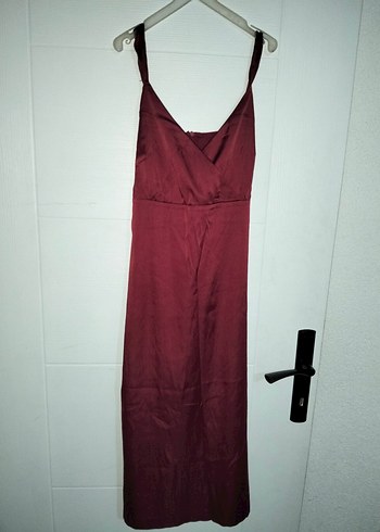 Bordo V Yaka Kadın Elbise