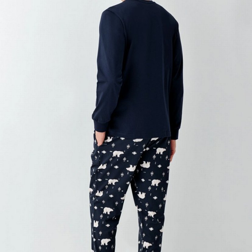 Erkek Lacivert Baskılı Uzun Kollu Pijama Takımı - Görsel 3