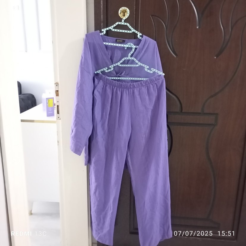 Mor V Yaka Hamile ve Emzirme Pijama Takımı - Görsel 3