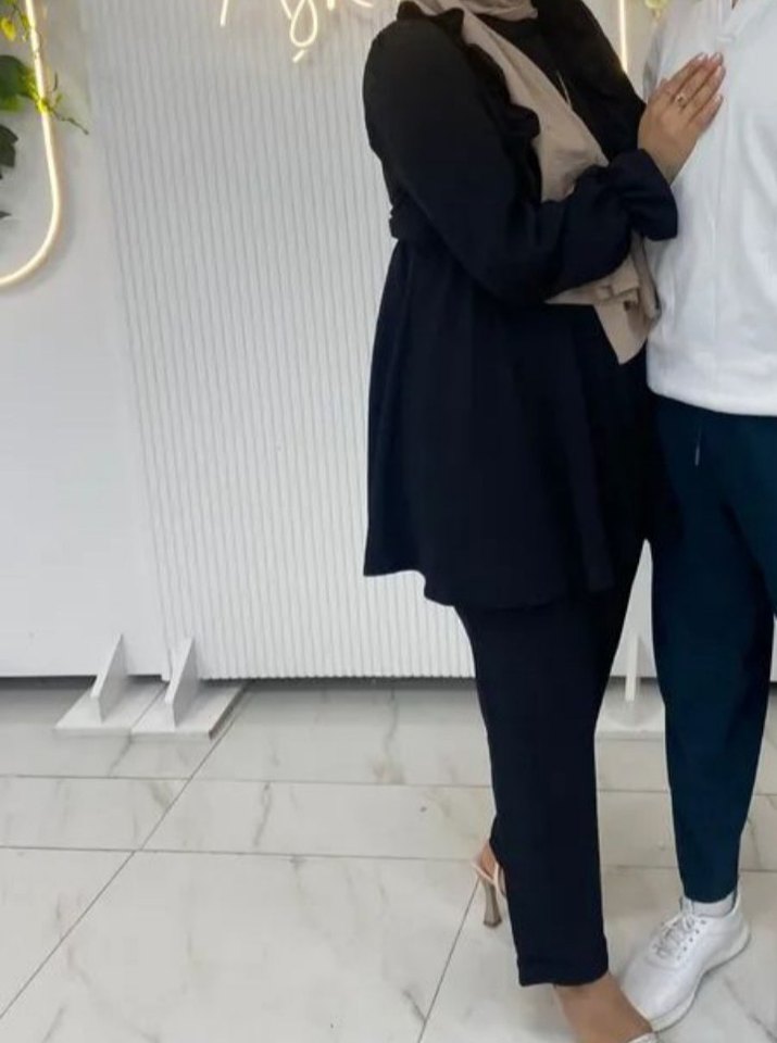 Uzun Kollu Siyah Kadın Takım Elbise - Görsel 2