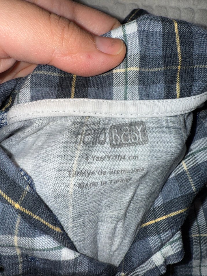 Erkek Mavi Ekose Kısa Kollu alt üst takım e bebek - Görsel 2