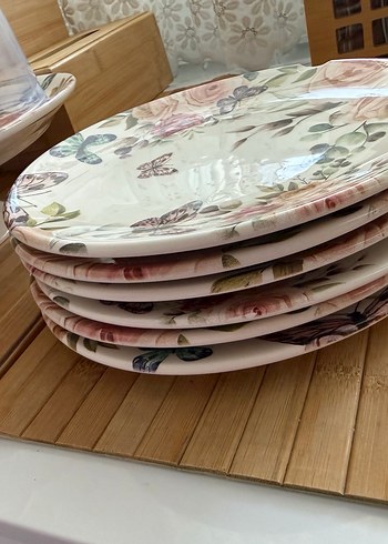 Çiçek Desenli Bohem Tabak Seti - Görsel 2