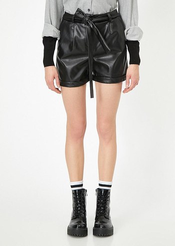 2 Adet kahverengi ve siyah deri kuşaklı bermuda &şort. - Görsel 2