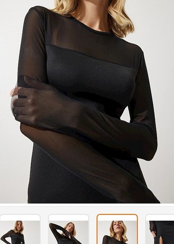 Siyah Uzun Drapeli Kadın Elbise M-L beden - Görsel 2