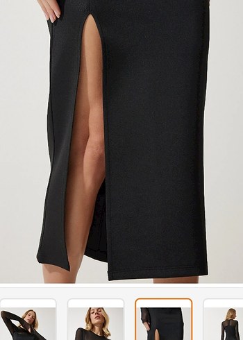 Siyah Uzun Drapeli Kadın Elbise M-L beden - Görsel 3