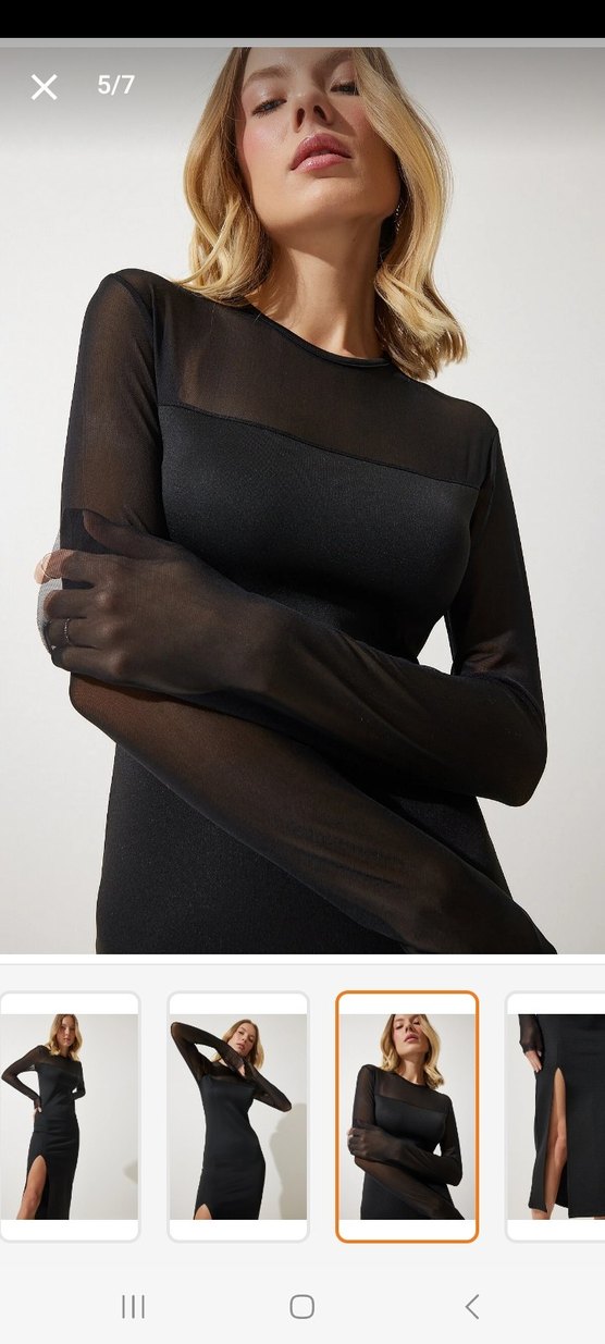 Siyah Uzun Drapeli Kadın Elbise M-L beden - Görsel 2