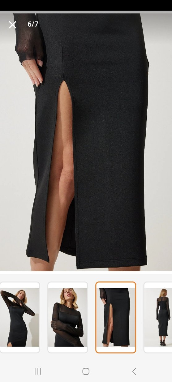 Siyah Uzun Drapeli Kadın Elbise M-L beden - Görsel 3