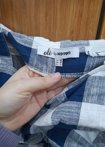 Kadın Mavi Gri Kareli Askılı Tulum - Görsel 4