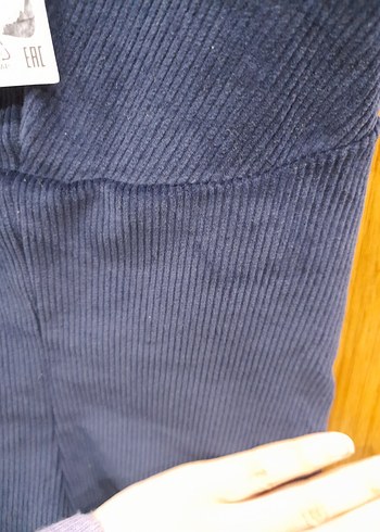 Lacivert Kadın V Yaka Kolsuz kadife yelek-bluz - Görsel 4