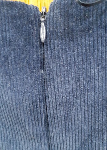 Lacivert Kadın V Yaka Kolsuz kadife yelek-bluz - Görsel 3