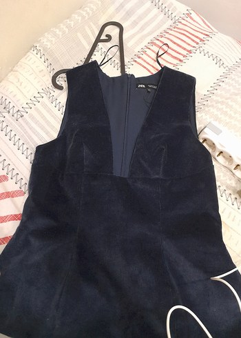 Lacivert Kadın V Yaka Kolsuz kadife yelek-bluz - Görsel 10