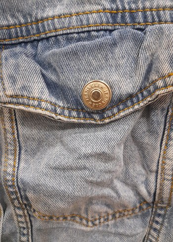 Düğmeli Mavi Kolsuz Denim Ceket-elbise - Görsel 7