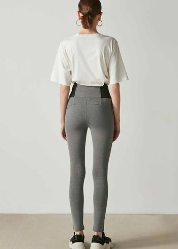 Gri Yüksek Bel Tayt Pantolon - Görsel 4