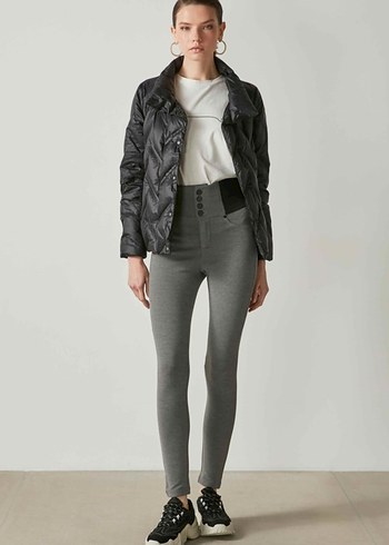 Gri Yüksek Bel Tayt Pantolon - Görsel 2