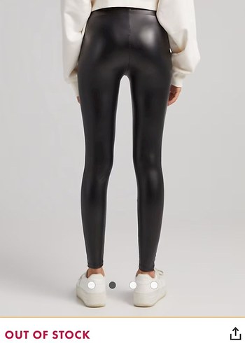 Siyah Deri Kadın Tayt - Günlük Şıklık - Görsel 3