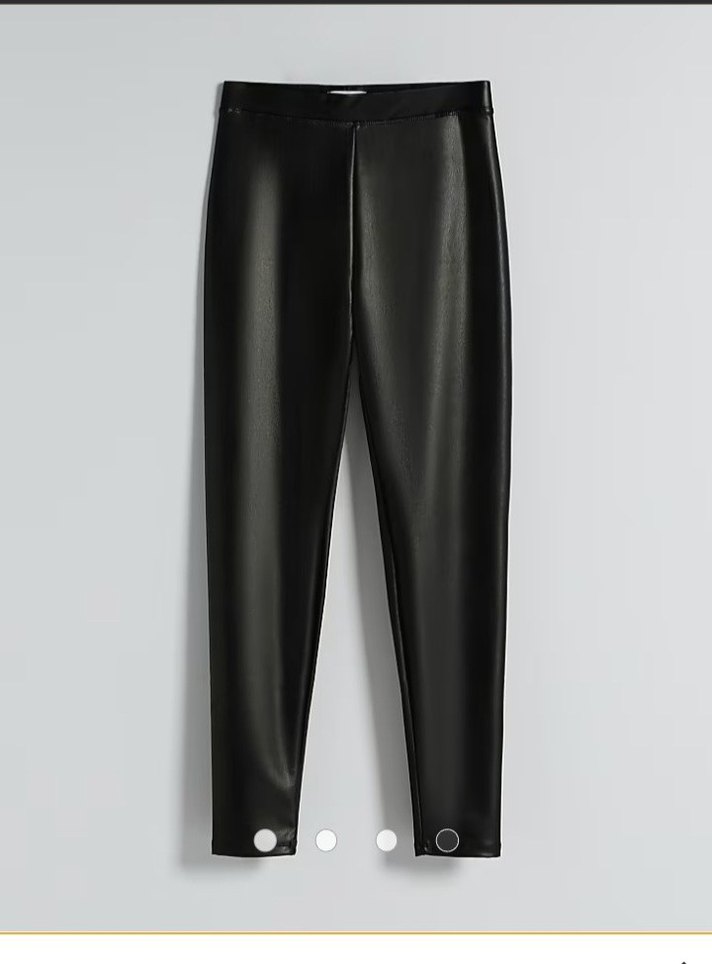Siyah Deri Kadın Tayt - Günlük Şıklık - Görsel 4