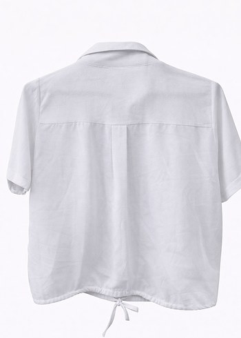 Kadın Beyaz Kısa Kollu Gömlek - Görsel 2